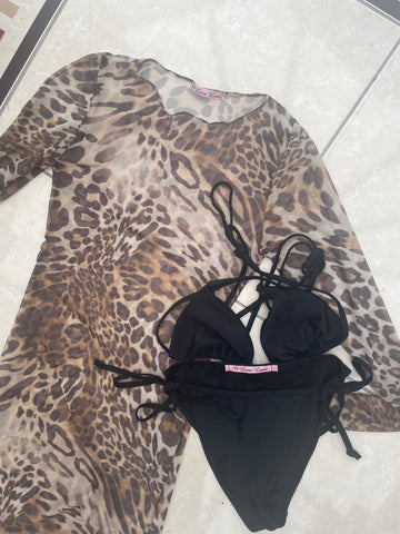 Leopard mini dress with bikini